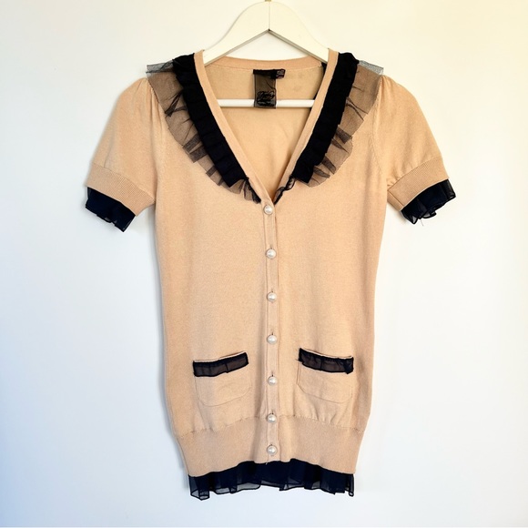 Twelve by Twelve Cute Embellished Cardigan Sweater Short Sleeve - Picture 4 of 11